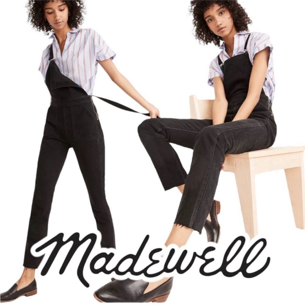 MADEWELL | Black Denim Jean Overalls Full Length Skinny Cut Women’s Size Small - Picture 2 of 14